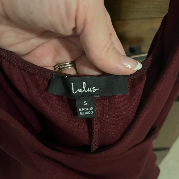 Lulus Sweetest Admirer Burgundy Ruched Surplice Maxi Dress. Size Small - Picture 6 of 6